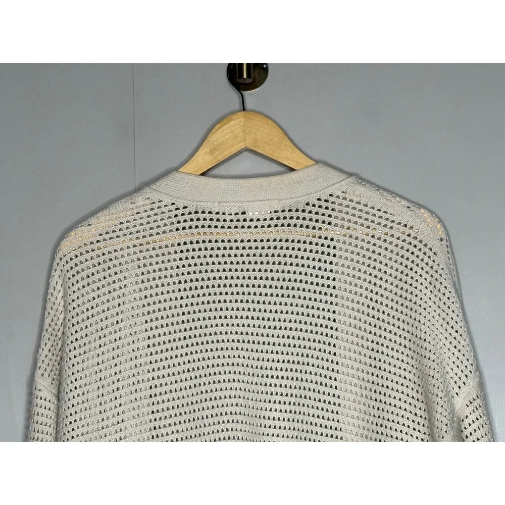 Gap Size L Cream Open Knit Cotton Longline Cardigan